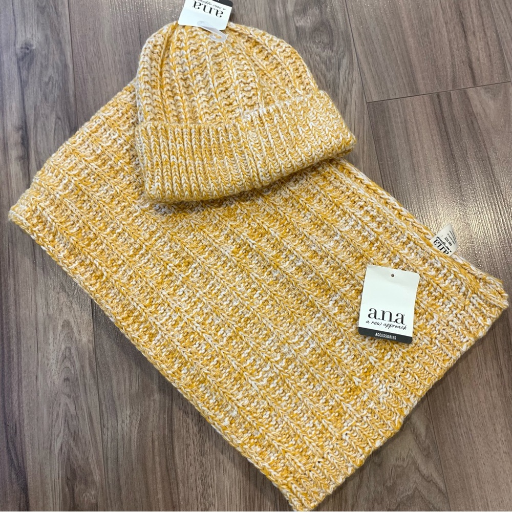 A.N.A Knit Scarf and Toque in Golden Triumph